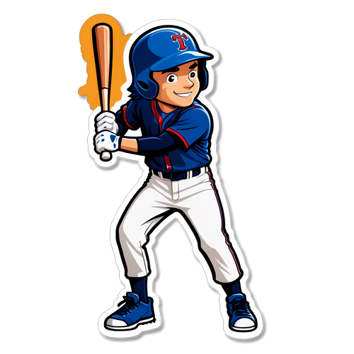 Cartoon Sticker of Tommy Edman Batting