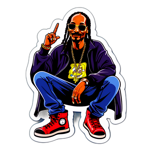Sticker met Snoop Dogg in trendy outfit