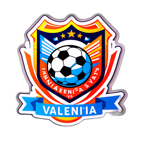 Стікер у формі логотипу футбольного клубу Валенсія з текстом 'Валенсія vs Леванте'