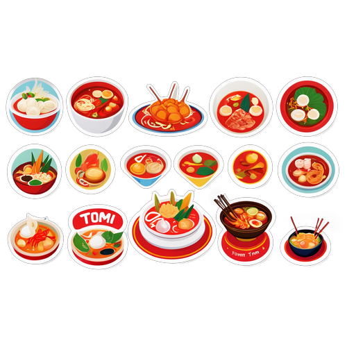 สติ๊กเกอร์อาหารไทย: ต้มยำและส้มตำ