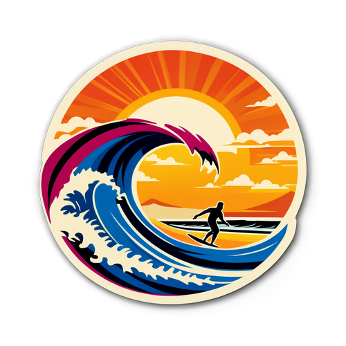 Surfez sur la Vague Olympique : Le Sticker au Coucher du Soleil qui Vous Éblouira!