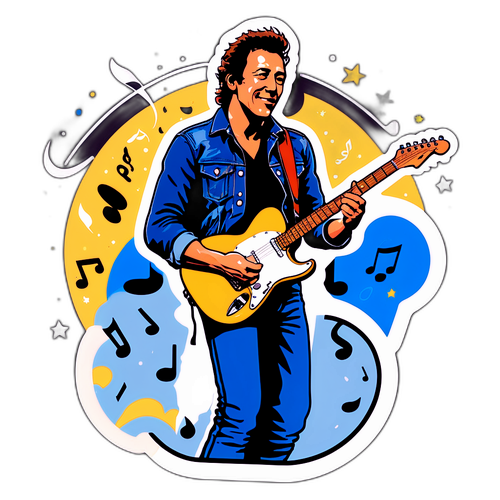 Vintage stil klistremerke med gitar