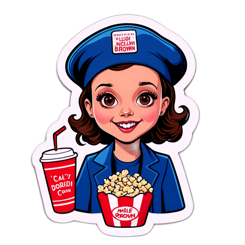 Karikari Millie Bobby Brown dengan Popcorn dan Beret Pengarah