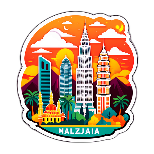 Stickers przedstawiające piękne krajobrazy i kulturę Malezji