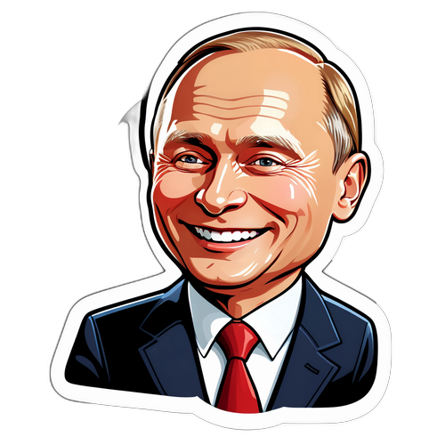 Наклейка с карикатурой Путина в стильном костюме