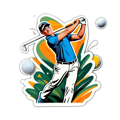 Moderne klistremerke av Viktor Hovland i golf sving