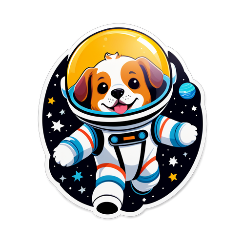 漂浮在太空中的可愛狗狗