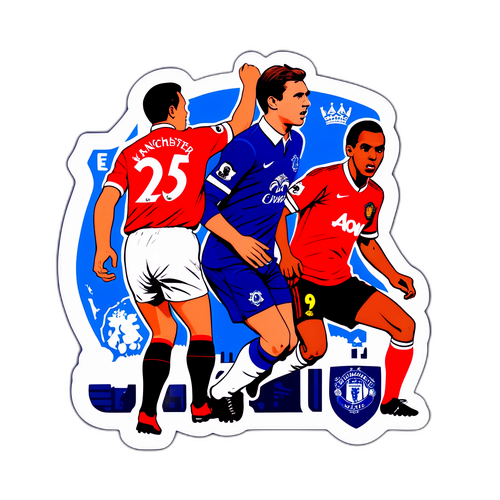 에버턴과 맨체스터 유나이티드의 역사적인 순간 스티커