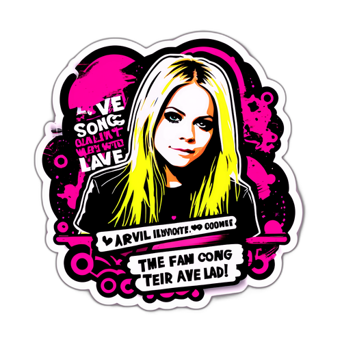 Autocollant d'Avril Lavigne avec des éléments grunge