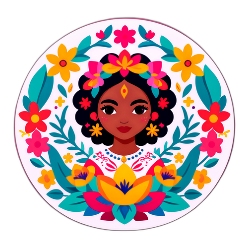 Sticker Gáspár Evelinnel színes virágmintákkal a nőiesség és erő szimbólumaképpen