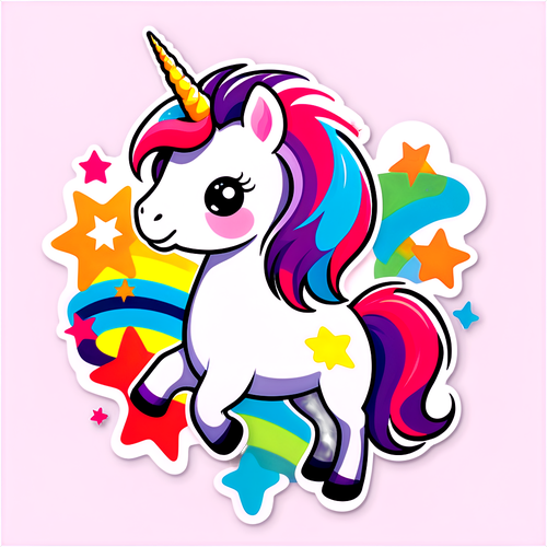 Friendly Unicorn with Stars and Rainbows