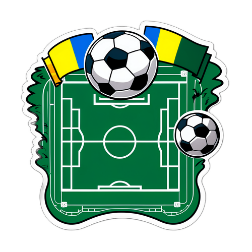 Експресивне векторне зображення футбольного поля з елементами пакистанської та української культури