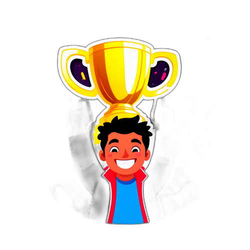 Sticker de Tomás Rincón levantando un trofeo