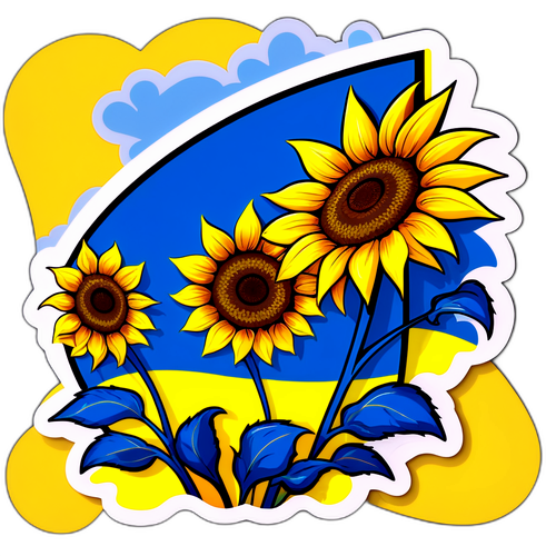 Konstnärlig tolkning av den ukrainska flaggan med solrosor