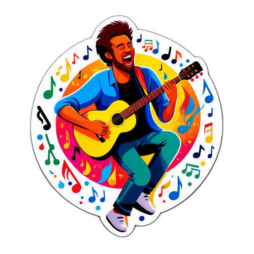 הוא משנה גיטרה בזמן ששר בהתלהבות