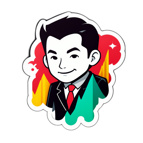 브로드컴 주가 그래프에서 창의적으로 변형된 캐릭터 스티커