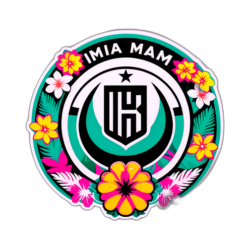 Inter Miami Logo med Tropiske Blomster