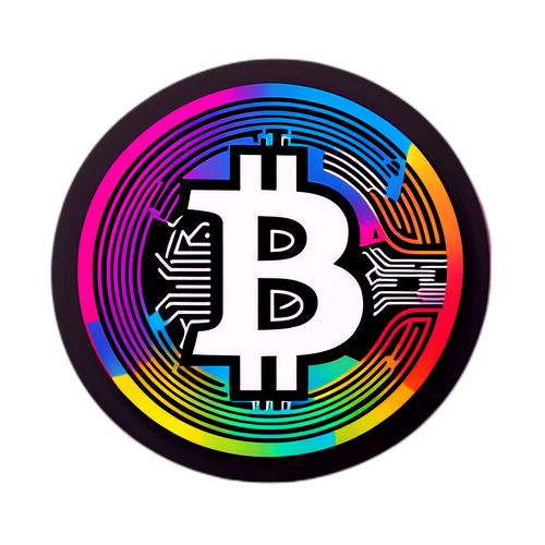 Minimalistní designový sticker s bitcoinovým symbolem