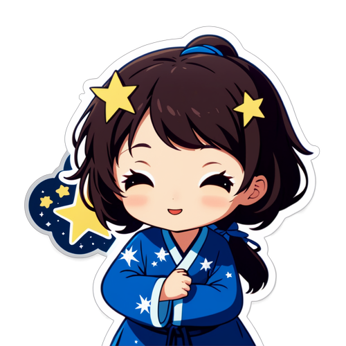 星空の下で話す若田住みのロマンチックなイラスト