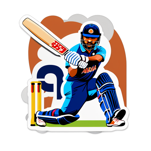 Stiker Ilustrasi Rishabh Pant dalam Aksi