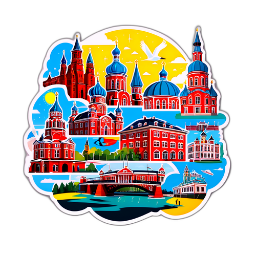 Коллаж Ижевска с местными достопримечательностями и атмосферой города