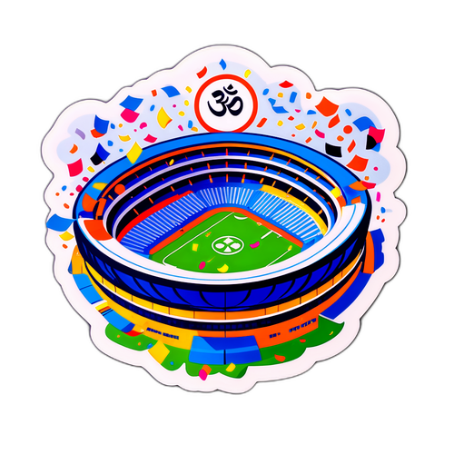 Stadion met supporters en confetti