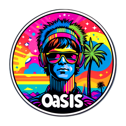 Retro-tyylinen Oasis-tarra
