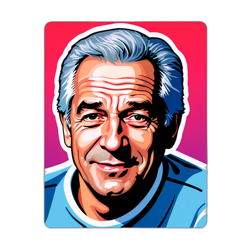 Наклейки з обличчям Джеффрі Епштейна, що відображають емоційні моменти на кольоровому фоні