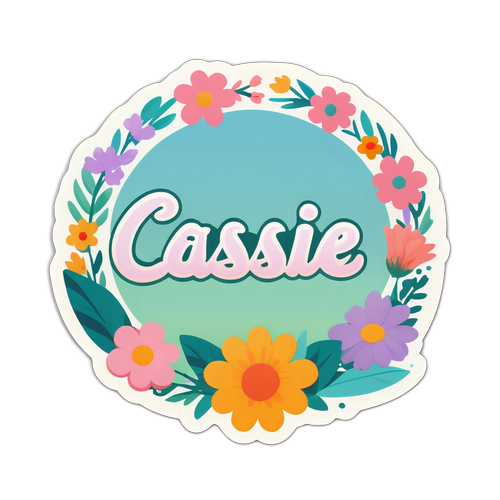 Design artistic al numelui Cassie cu culori pastelate și flori