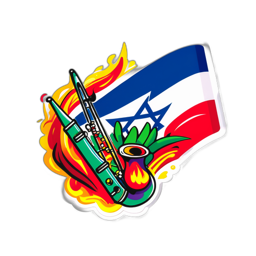 Thema sticker ter viering van de intense live Israël vs Iran performance