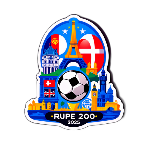 Rolig klistermärke med fotboll och Euro 2025