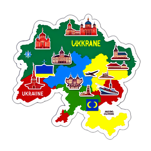 Традиционная и современная культура на карте Украины с фразой 'Наследие и Будущее'