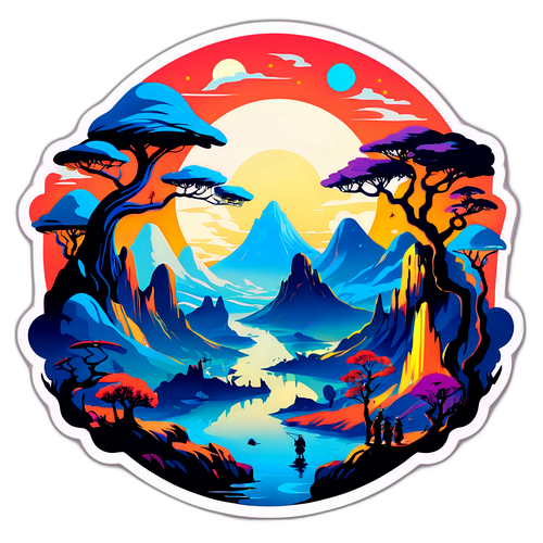 Interpretare artistică a Avatar 3 cu un peisaj mistic