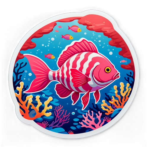 Stiker Ikan Merah Jambu Lincah