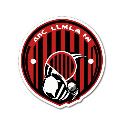 Sticker AC Milan Retro dengan Elemen Bola Sepak