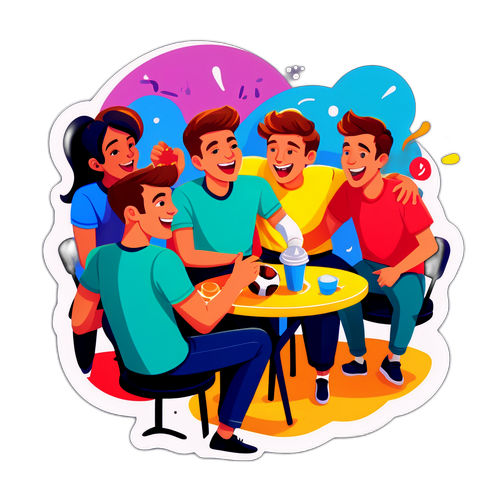 Φίλοι που παρακολουθούν ποδοσφαιρικό αγώνα σε καφέ