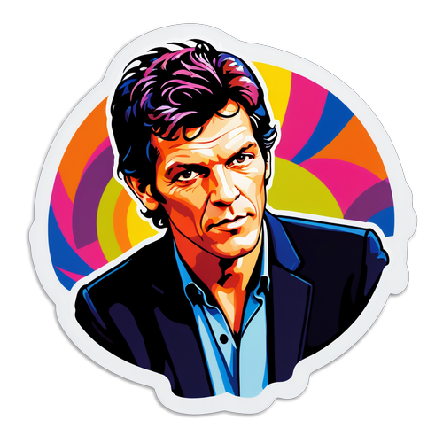 Kleurige Portret van Marc Lavoine: 'Passie voor Muziek' - Een Must-Have Sticker!