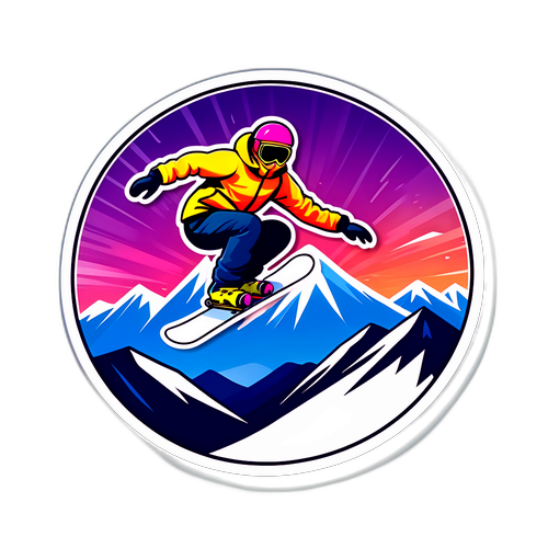 Snowboarder Zburând Printre Muntii