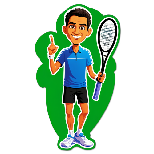 ¡Carlos Alcaraz Brilla Hoy con su Ráquet de Tenis! No Te Puedes Perder Esta Illustración Divertida!