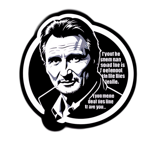 Bold sticker af Liam Neeson med citat