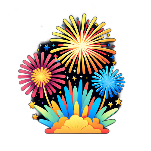 Kleurrijke Vuurwerk Stickers voor Feestdagen