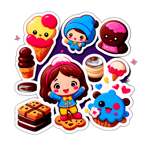 カラフルなロッテキャラクターのデザインシール