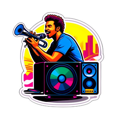 Muzyk z głośnikiem