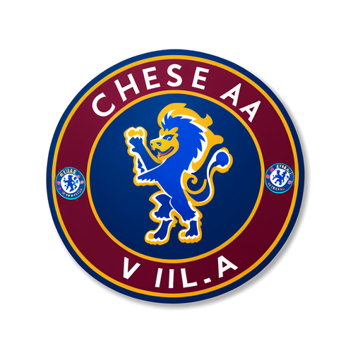 Diseño de sticker que destaca la conexión entre Chelsea y Aston Villa