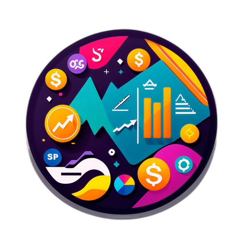 S&P 500 지수 및 경제 아이콘 그래프