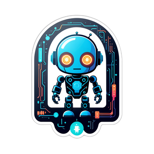 Stiker Futuristik Robot AI