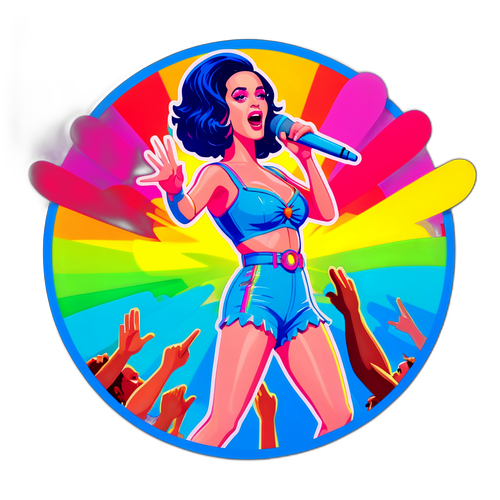 Katy Perry na pódiu s barevnými světly