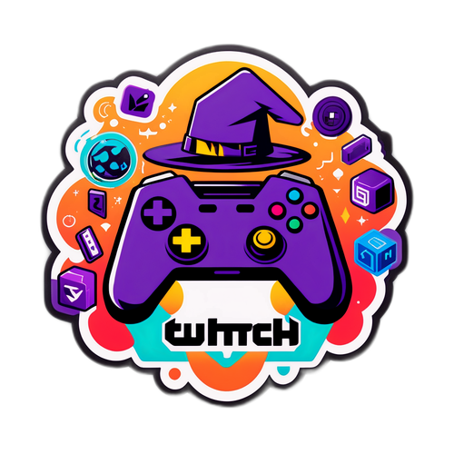 Twitch logó, varázslatos dizájn és színes gamerkultúra