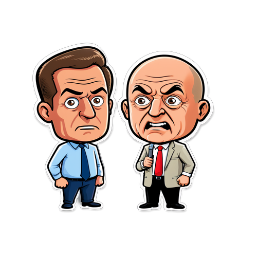 Politische Debatte: Merz vs. Scholz Comic-Sticker