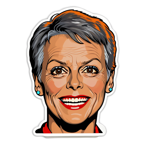 Playful Jamie Lee Curtis Movie Sticker